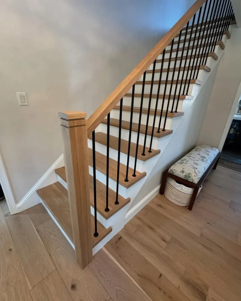 15 Iron Staircase Railing Ideas for Stylish Homes 13 Iron and Wood Stair Railing