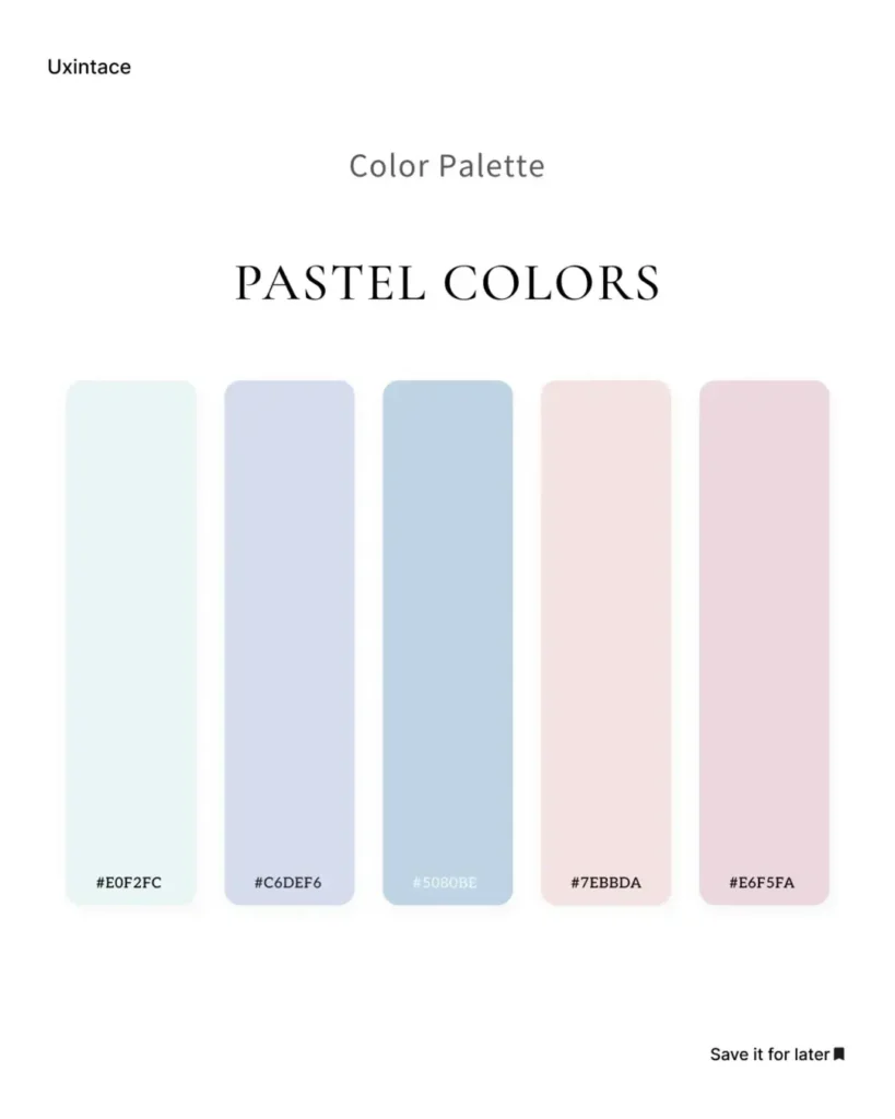 Soft pastel color palettes