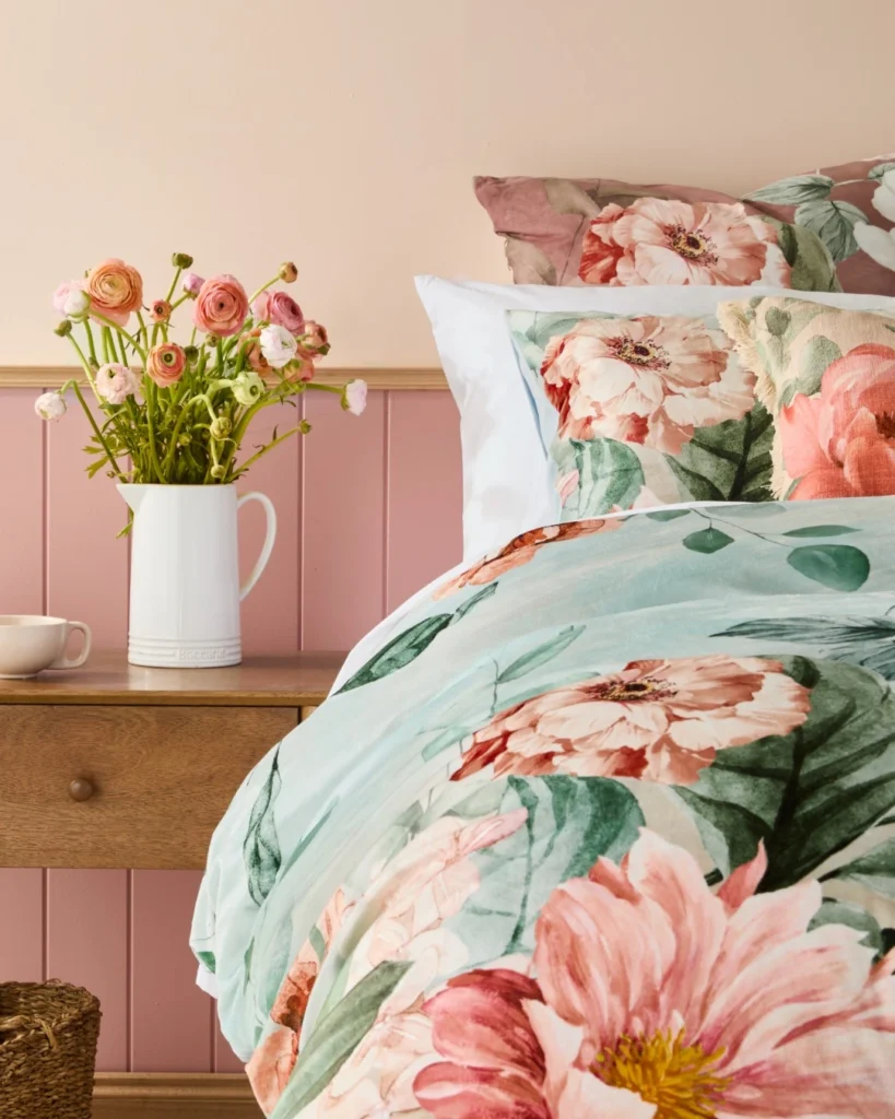 25 Floral Bedding Ideas for a Fresh Bedroom Look 19 Floral Duvet and Solid Shams Combos