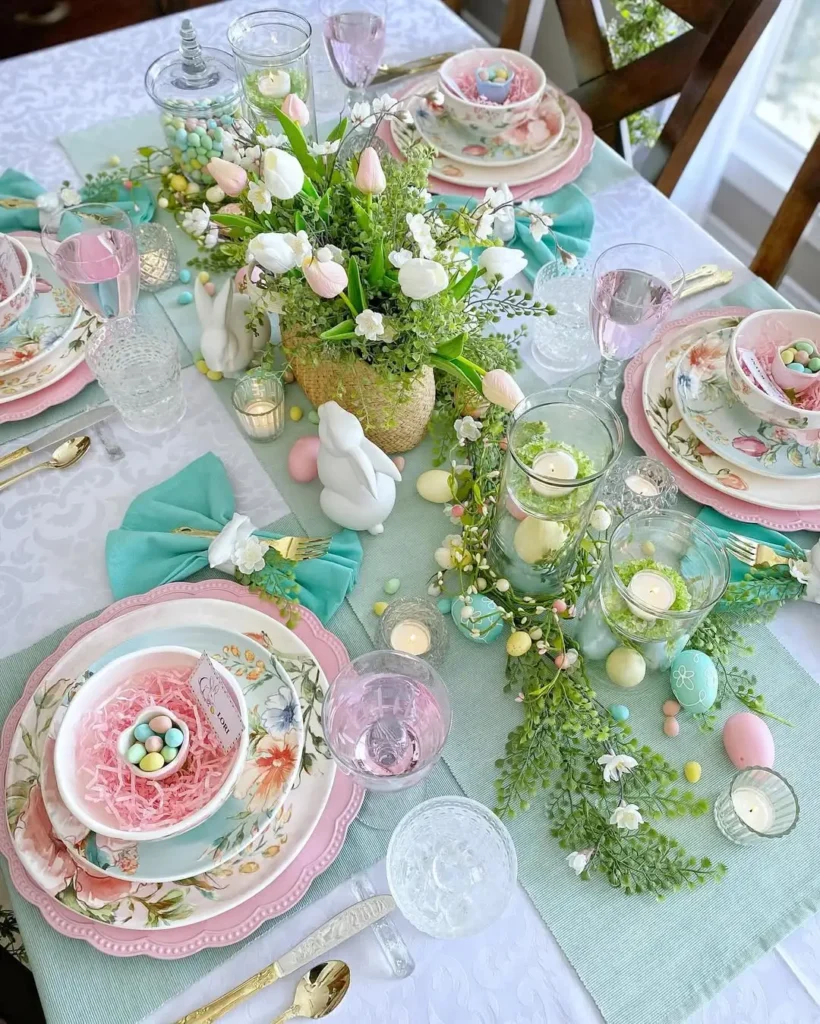 15 Fresh Easter Tablescapes for a Stylish Spring Table 3 Pastel Easter Table Settings