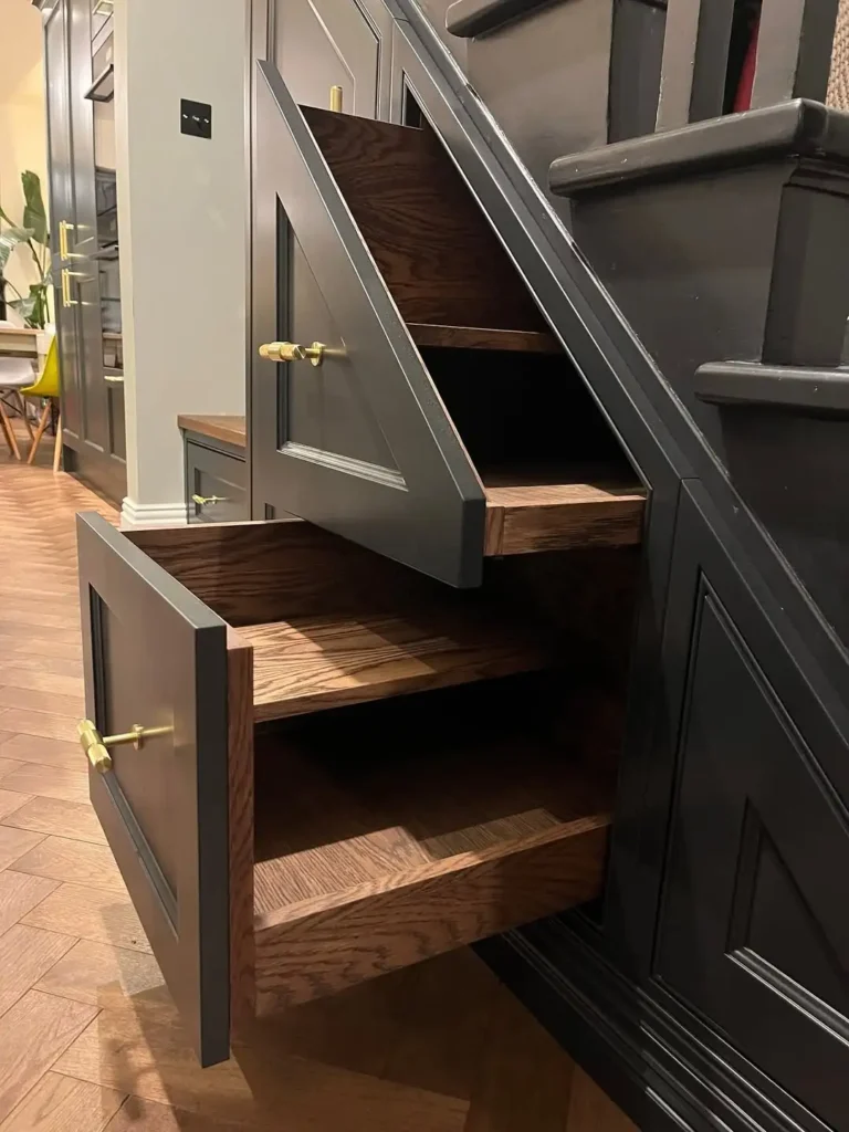 Pull-Out Storage Drawers Under Stairs