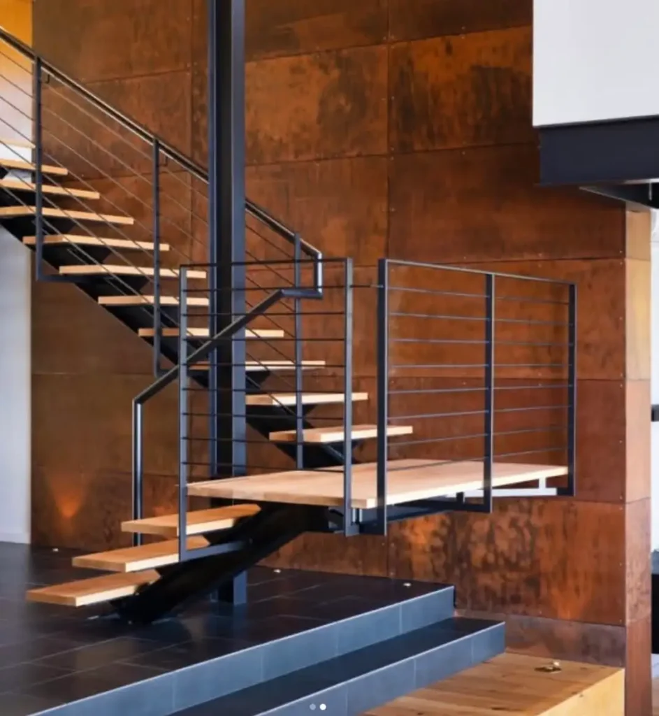Floating Staircase with Metal Frame