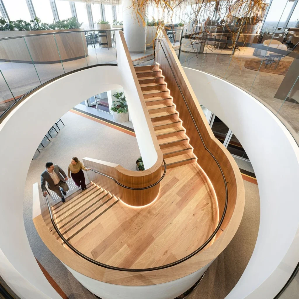 Curved Staircase with Integrated Storage