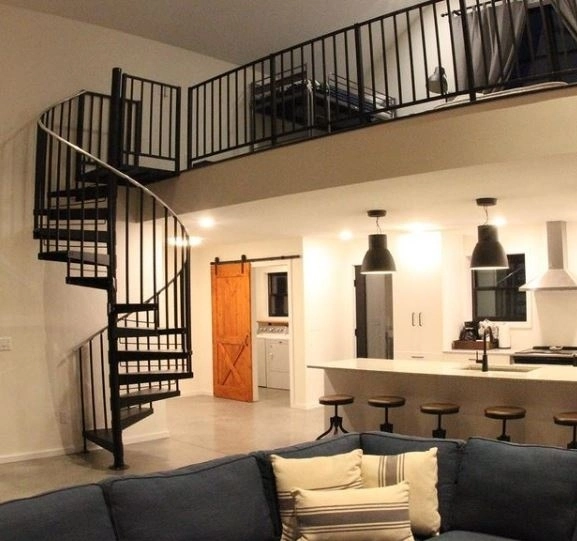 Spiral Staircase in Living Room