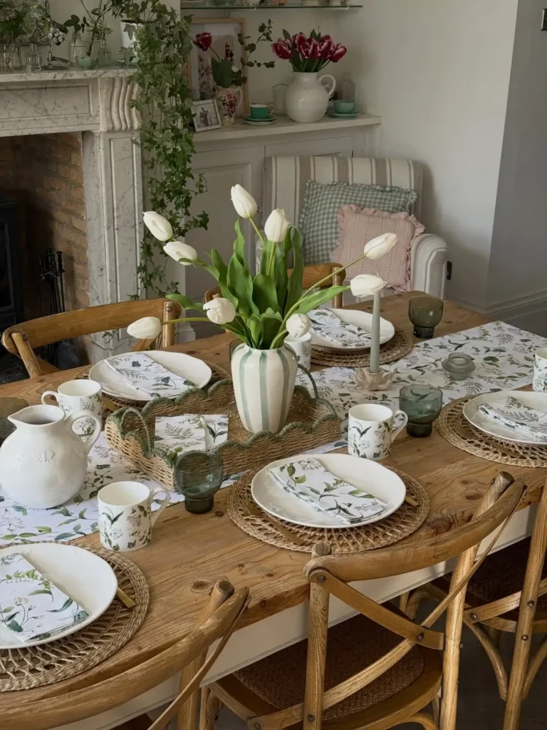 15 Fresh Easter Tablescapes for a Stylish Spring Table 11 Rustic Farmhouse Easter Table