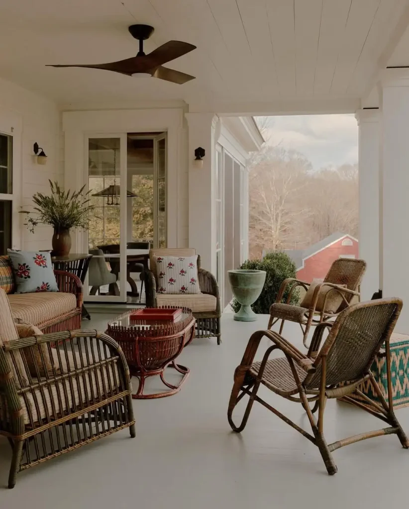 Mixing metal and wicker accents