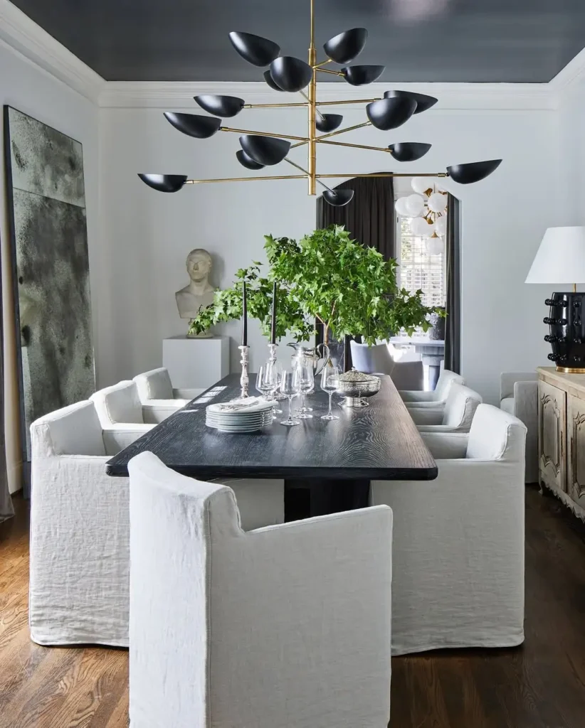 Black and Brass Dining Fixtures