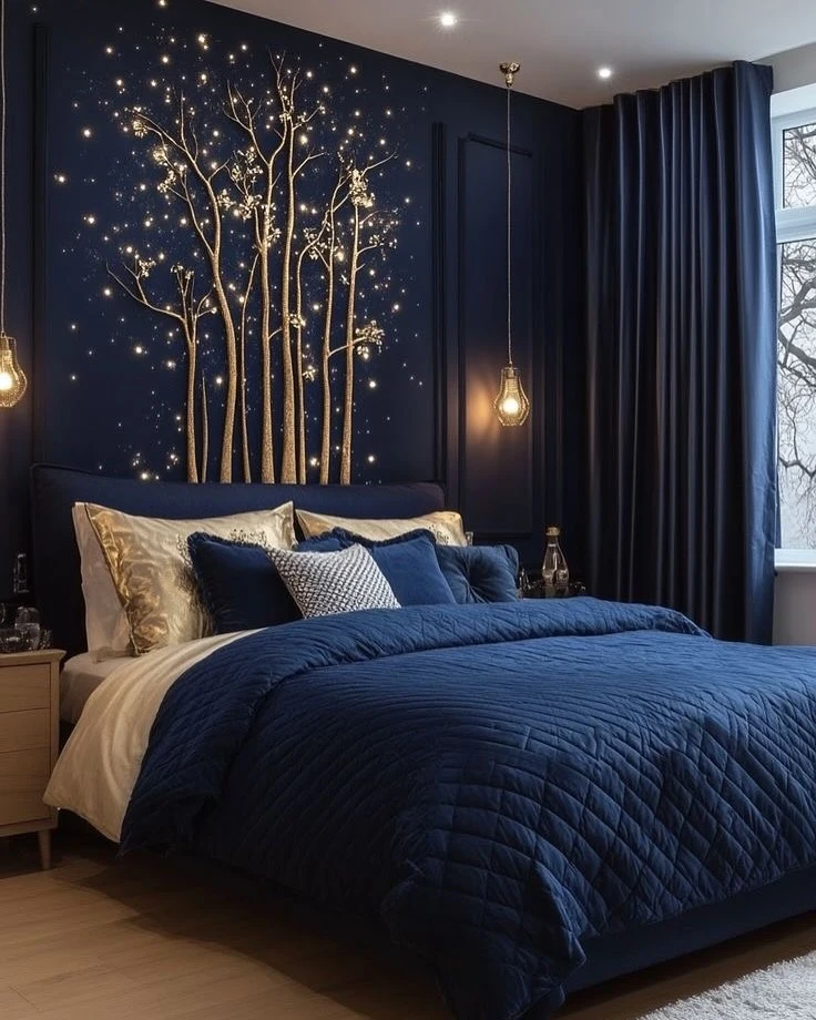 Navy blue bedding ideas