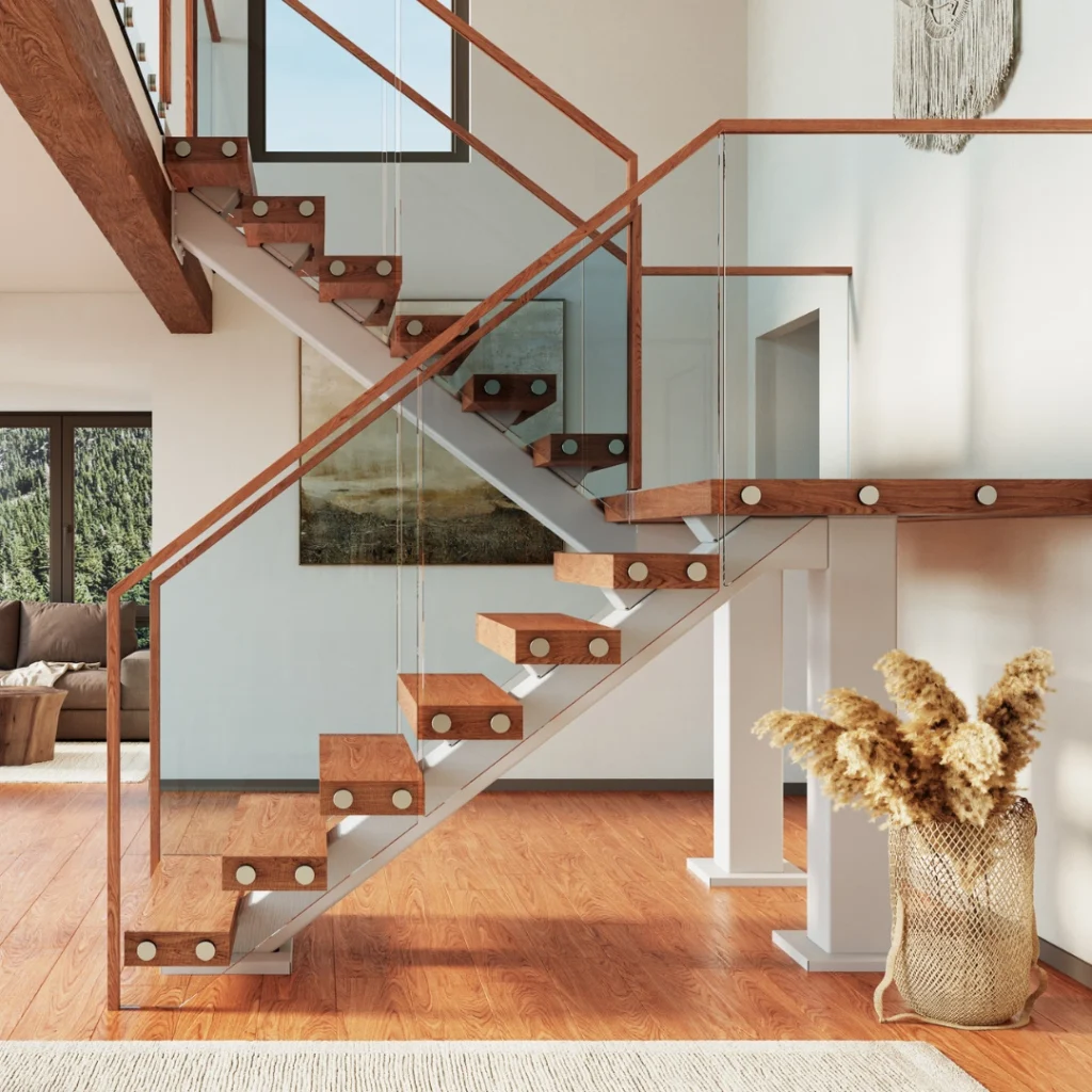Wooden Staircase Living Room