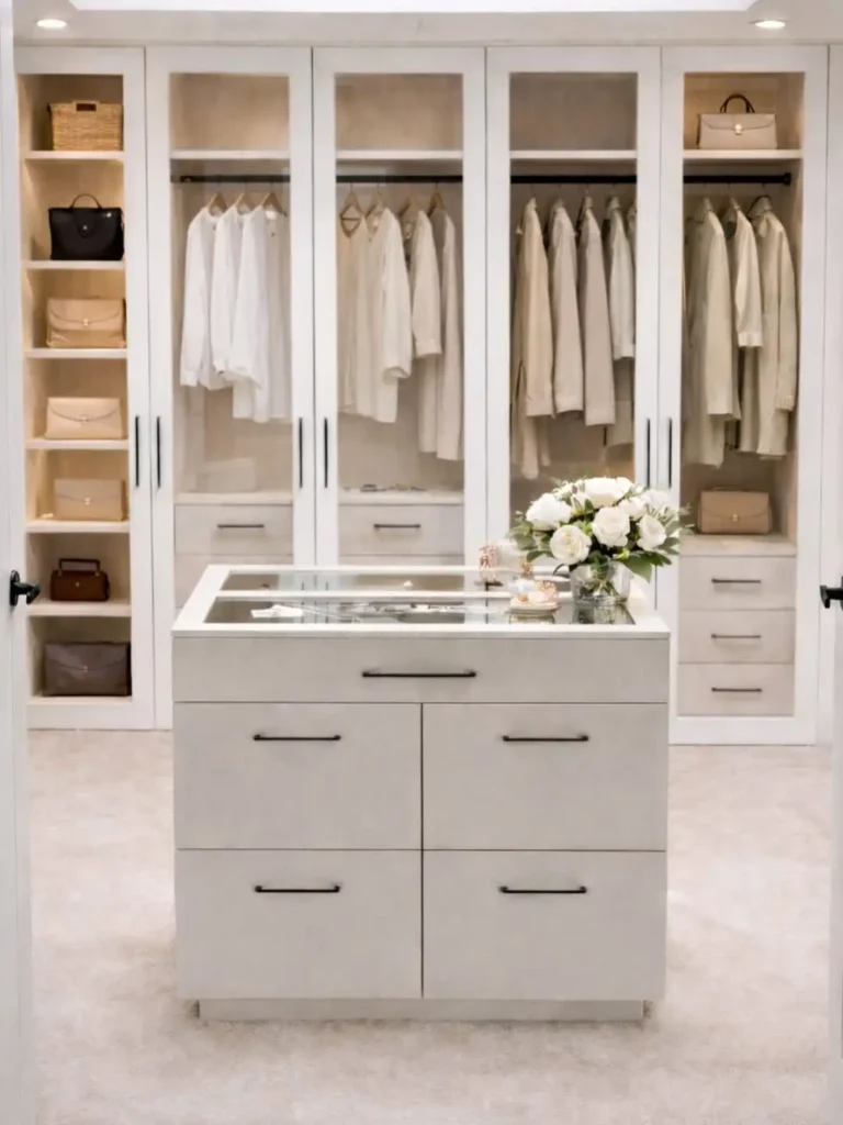 Modern boutique style open closets