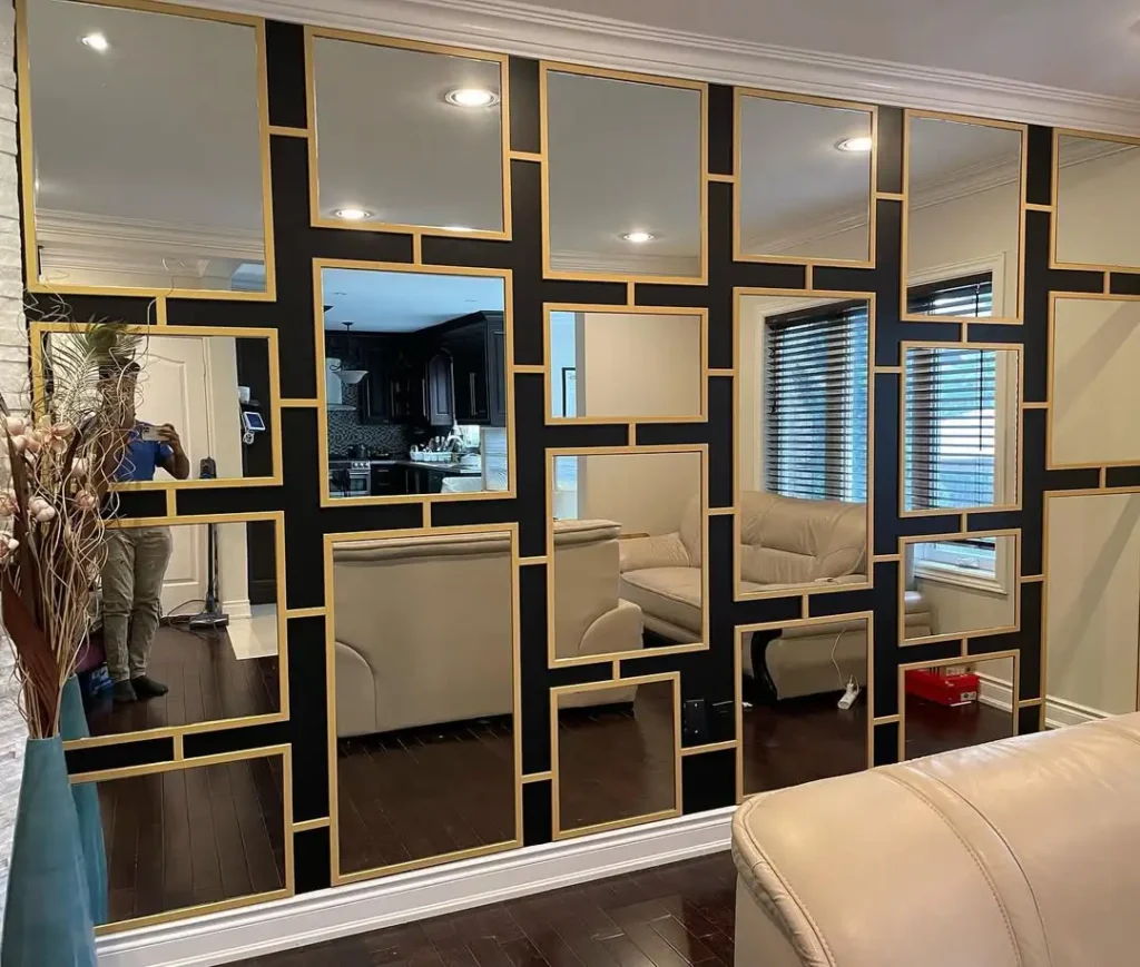 Mirror Panels With Gold Trim