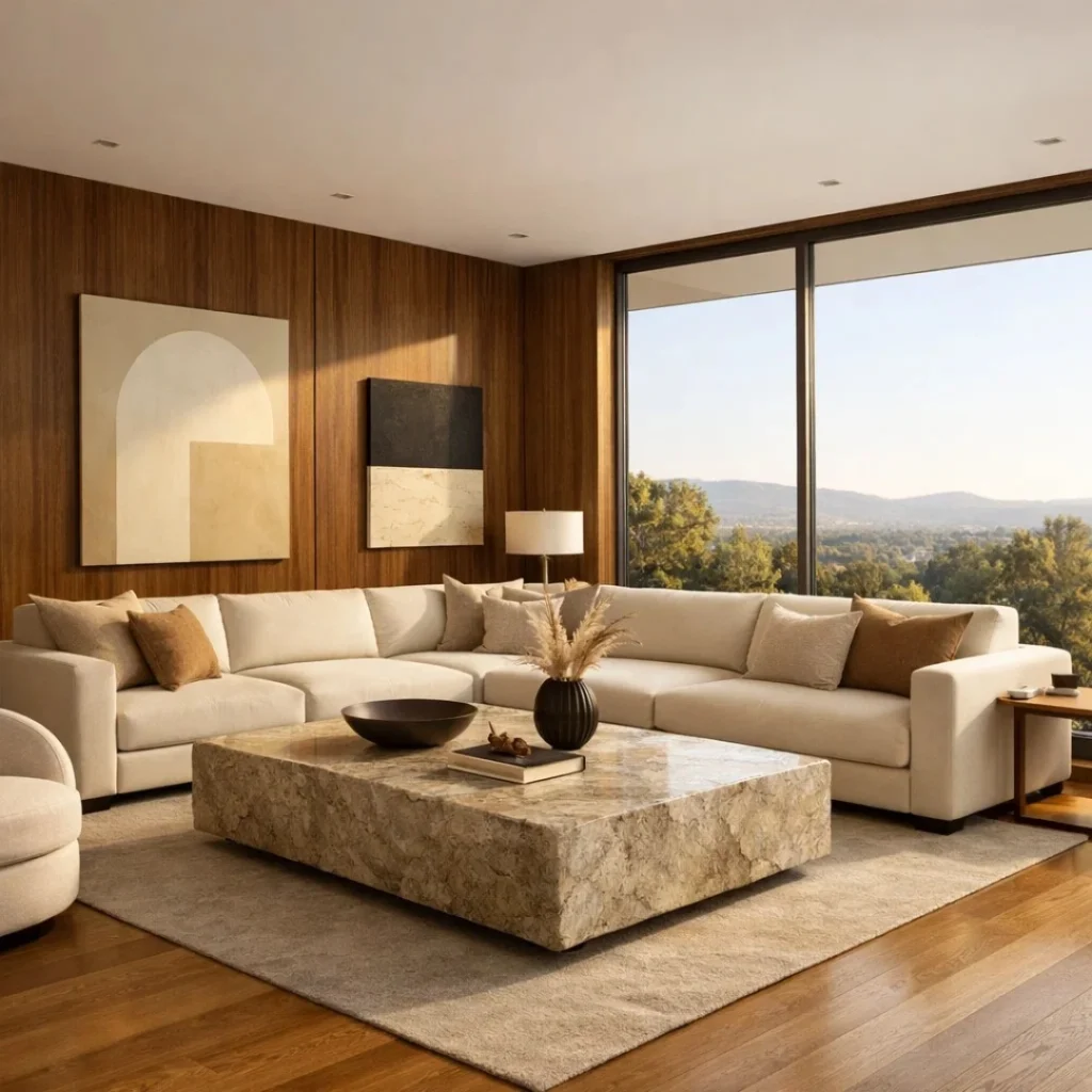 17 Sofa Back Wall Design Ideas for Stylish Homes 7 Wood Panel Sofa Backdrop