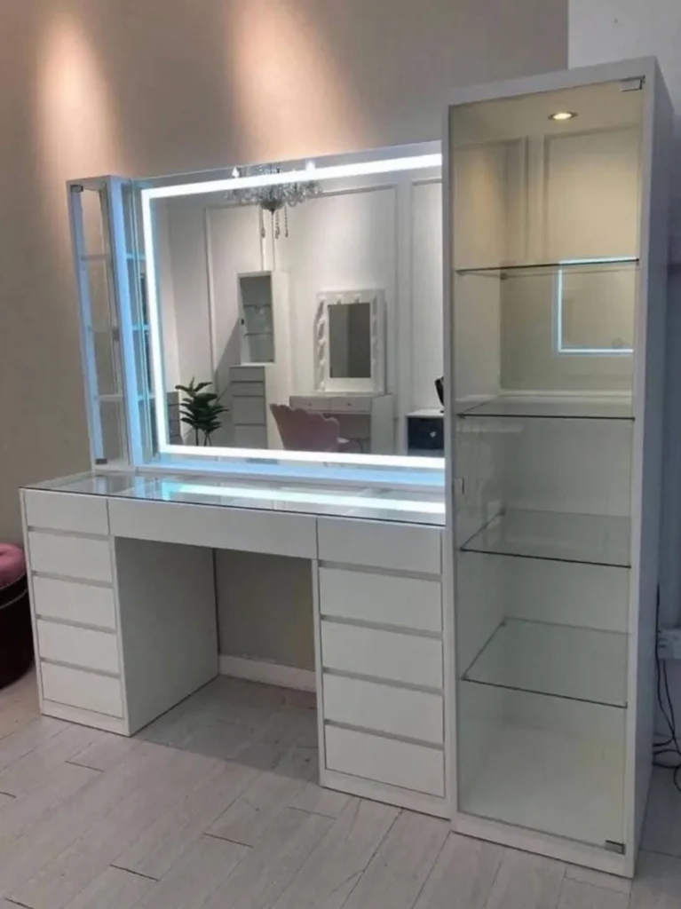 LED Mirror with Storage Cabinet Look
