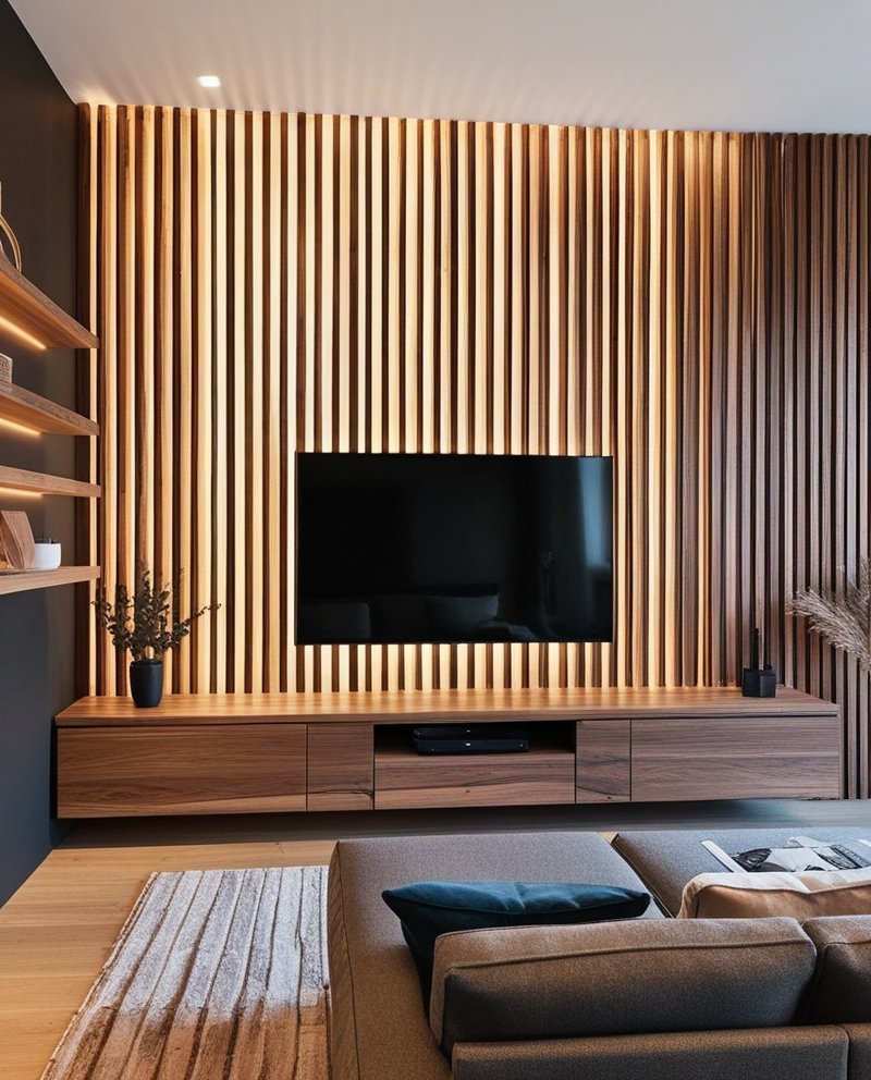 Wood Slat TV Walls