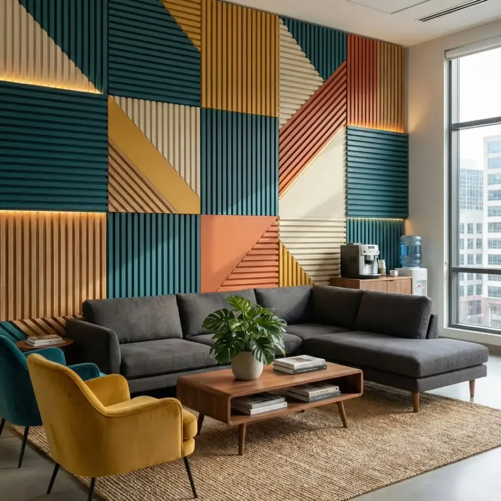 17 Sofa Back Wall Design Ideas for Stylish Homes 49 Modern Geometric Wall Panels