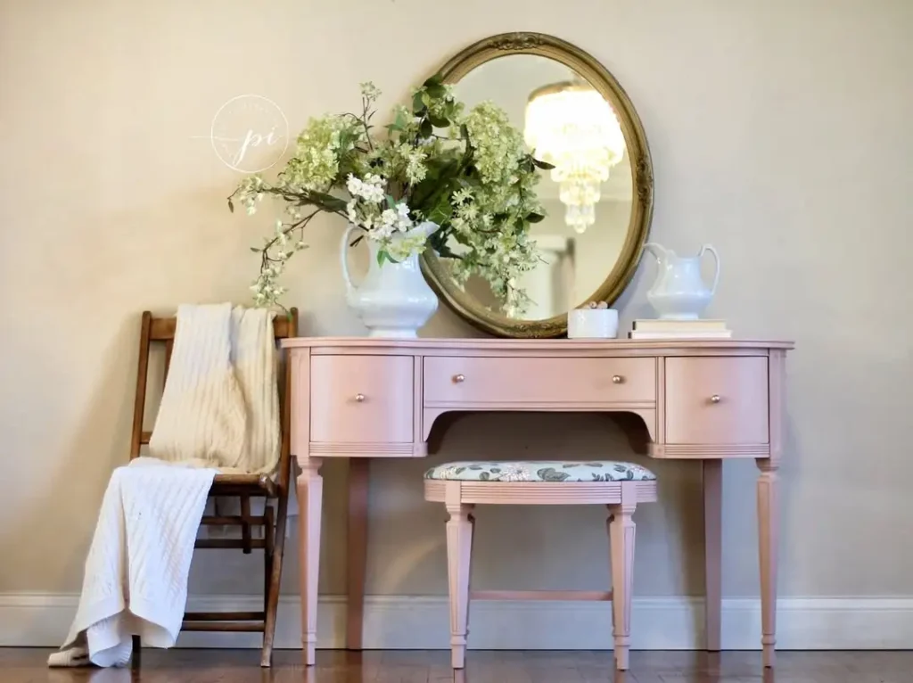 16 Vintage Vanity Ideas to Elevate Your Beauty Space 15 Pastel Painted Vintage Vanities