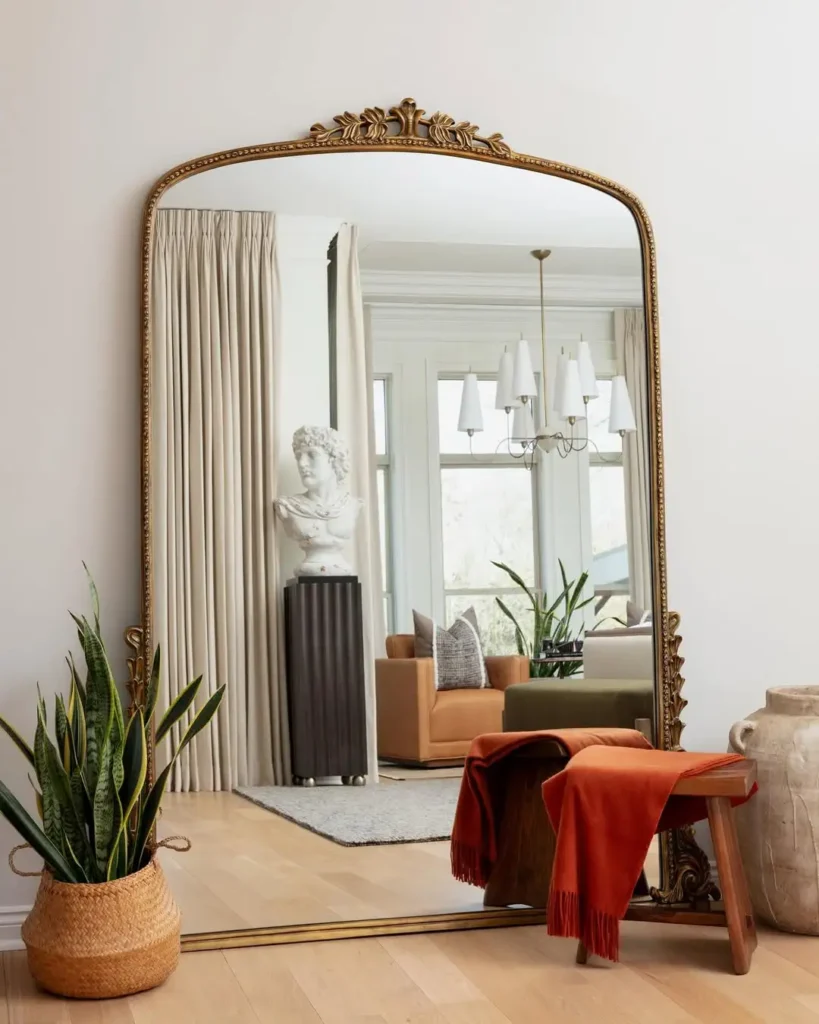 Oversized Floor Mirrors in Living Room