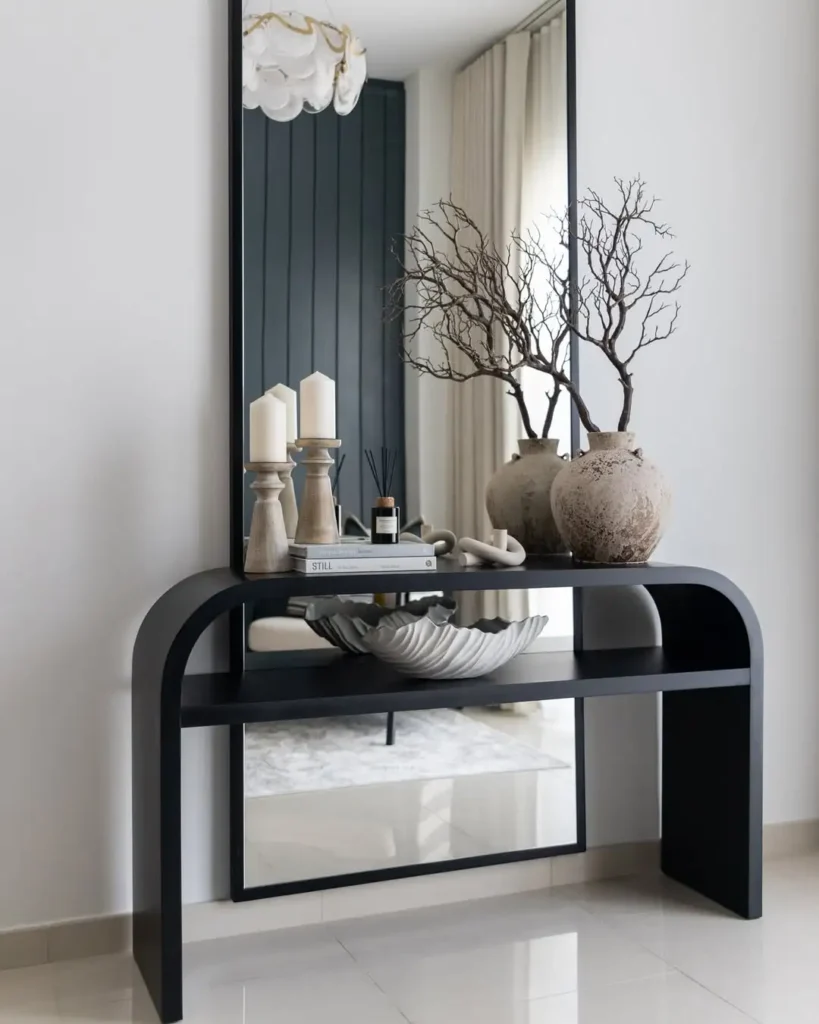 Mirror Panels Behind Console Table