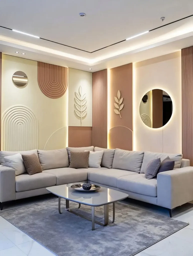 17 Sofa Back Wall Design Ideas for Stylish Homes 13 Textured Wall Panel Behind Couch