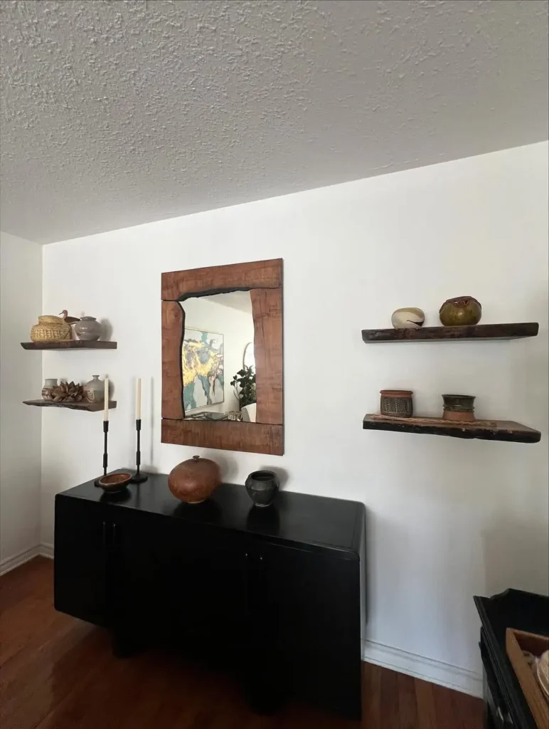 Mirror Wall With Floating Shelves