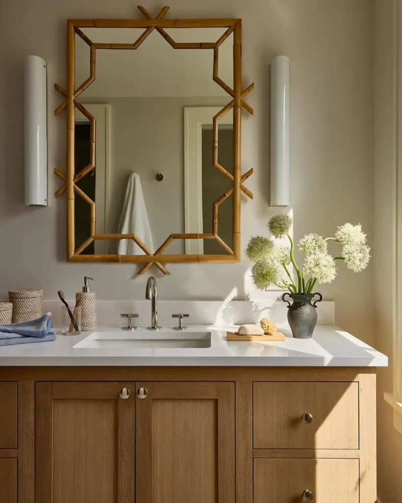 Rattan Framed Bathroom Mirrors