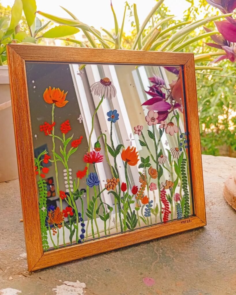 Floral Painted Mirror Frames