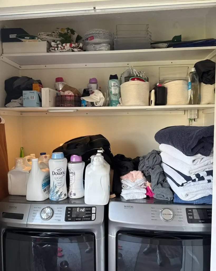 17 Laundry Closet Ideas to Transform Small Spaces 9 Compact Laundry Closet Storage