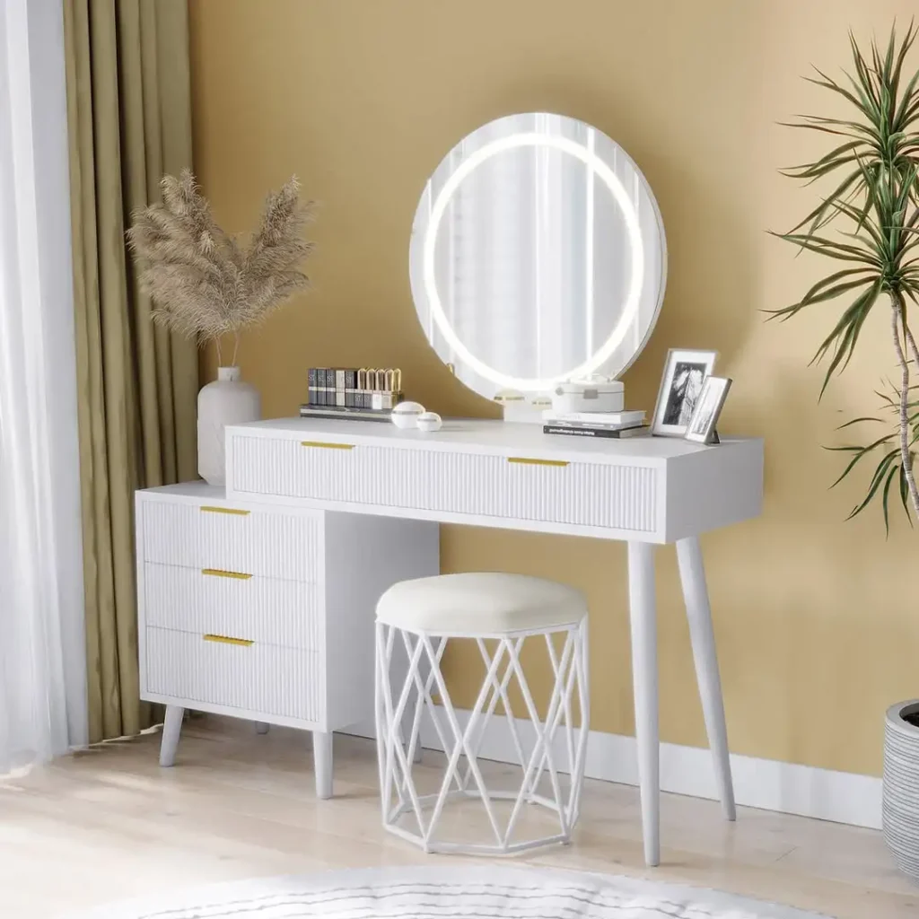 White Glam Vanity Tables