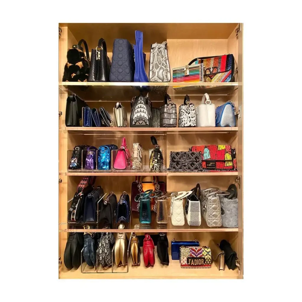 Organized Handbag Display Shelves