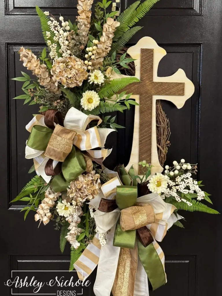 Religious Easter Cross Wreath