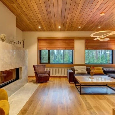 Floor to Ceiling Wood Panels