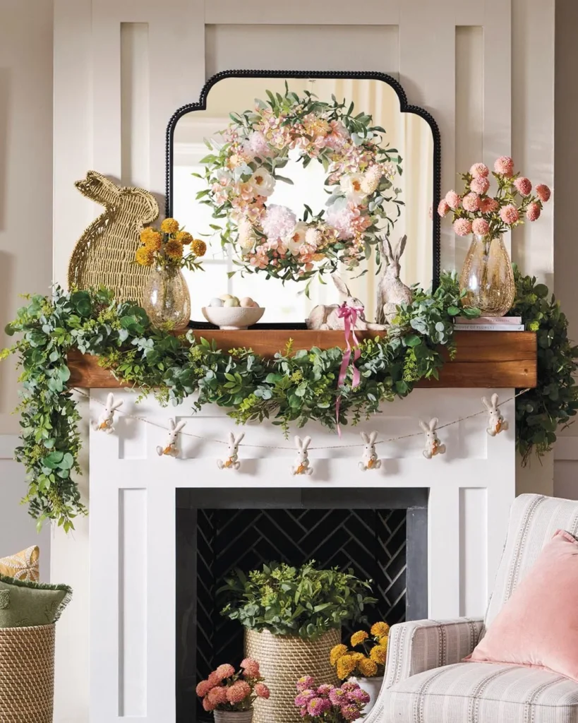 Spring Mantel Easter Decor