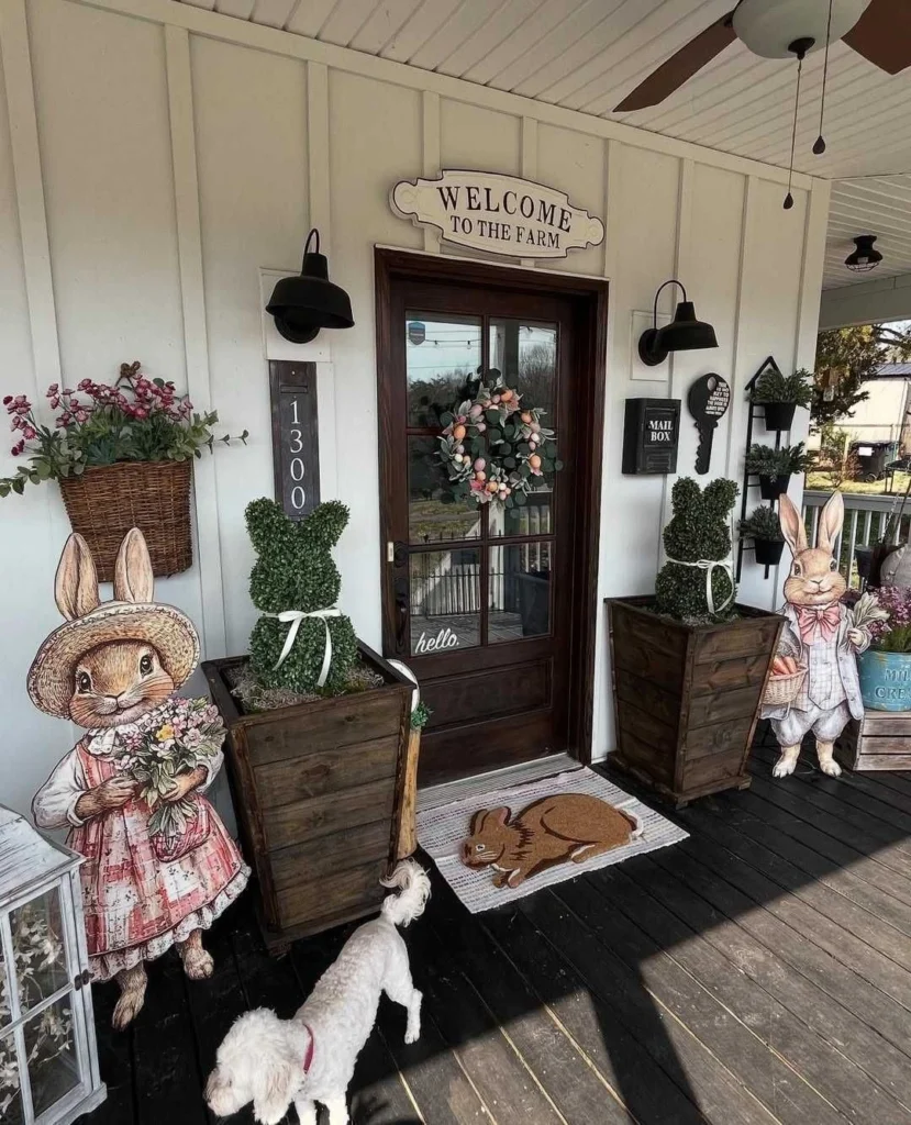 Bunny Themed Porch Styling
